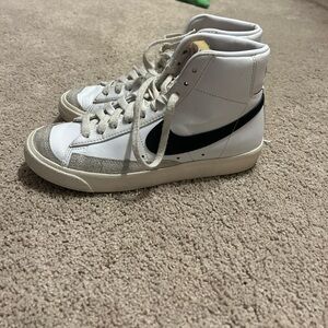 Nike White and Black High-Top Sneakers
